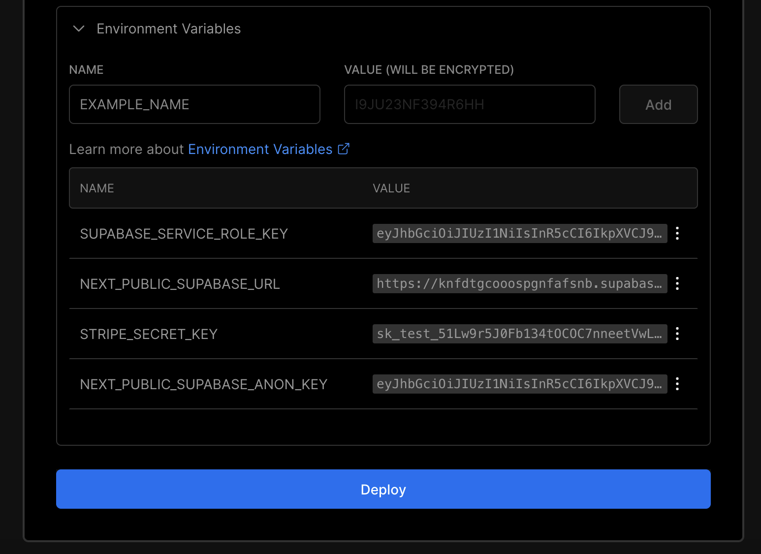 Enter in your environment variables