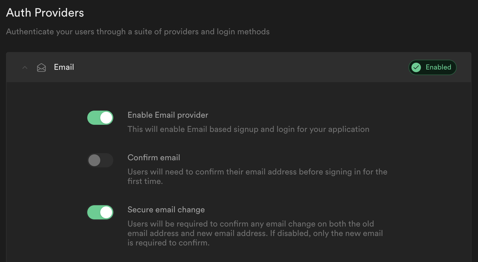 Disable email verification